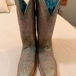 Corral Green and Gold Sequin leather Boots NEW